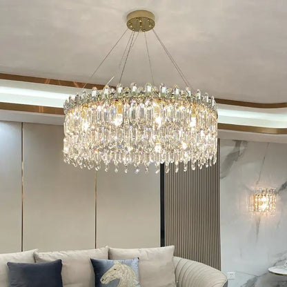 Luxe gold crystal chandelier living room hanging light