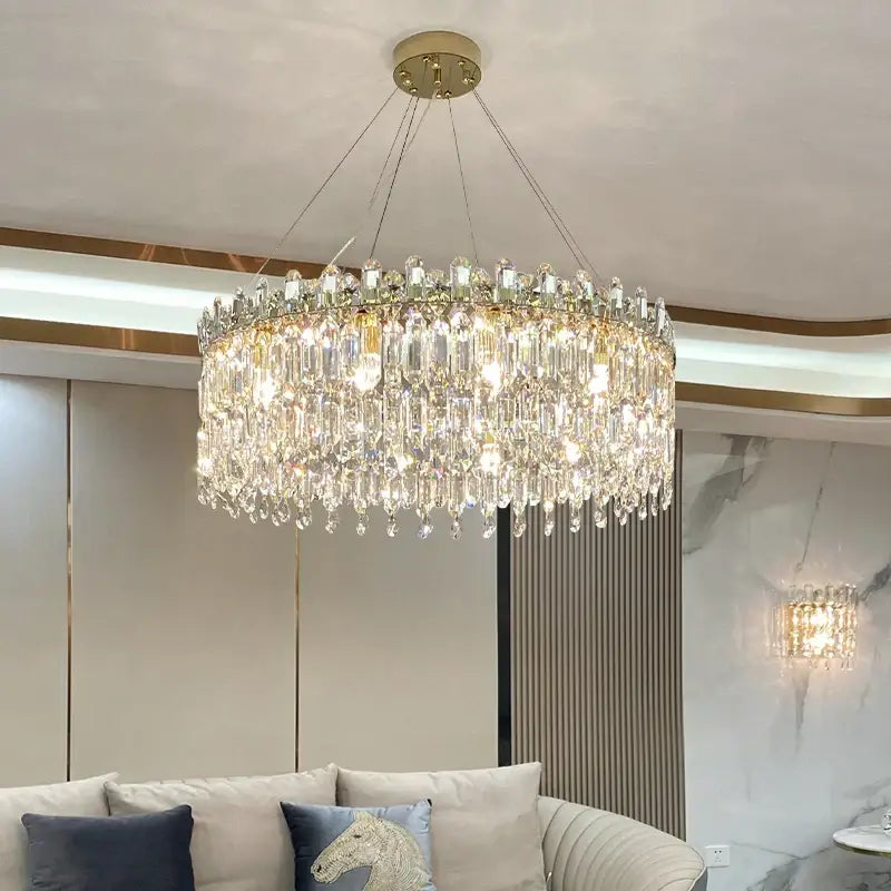 Luxe gold crystal chandelier living room hanging light