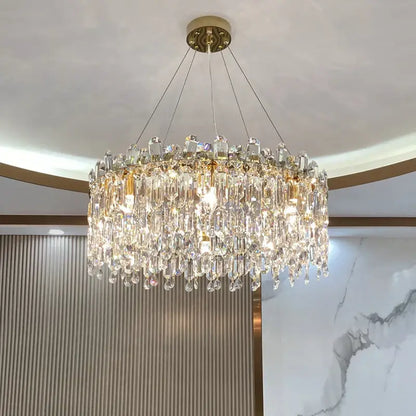Luxe gold crystal chandelier living room hanging light