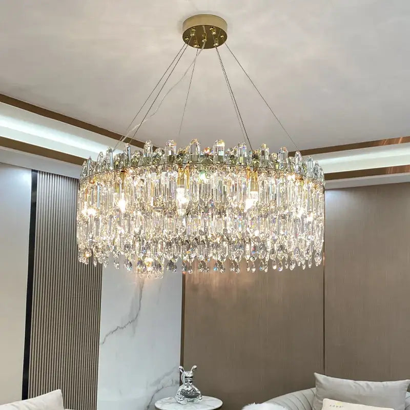 Luxe gold crystal chandelier living room hanging light