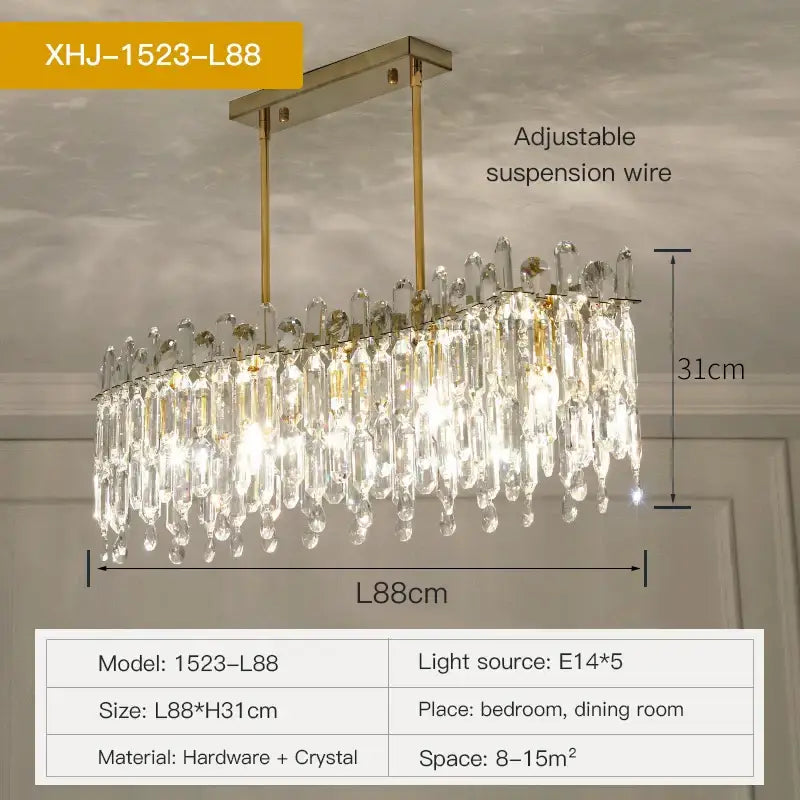 Luxe gold crystal chandelier living room hanging light