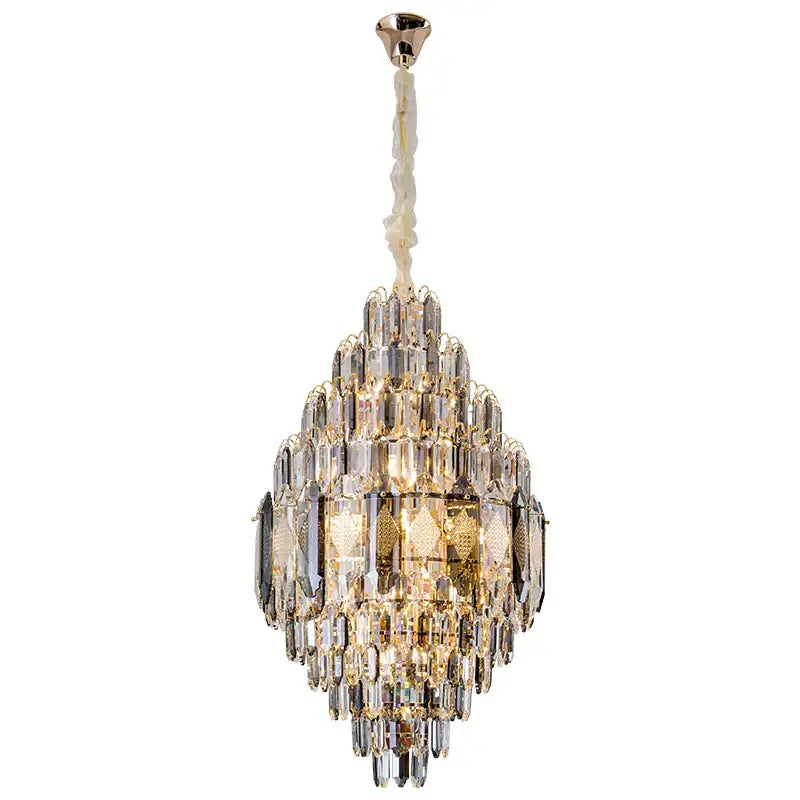 Luxe multi tier gold crystal chandelier dining room light