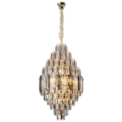 Luxe multi tier gold crystal chandelier dining room light