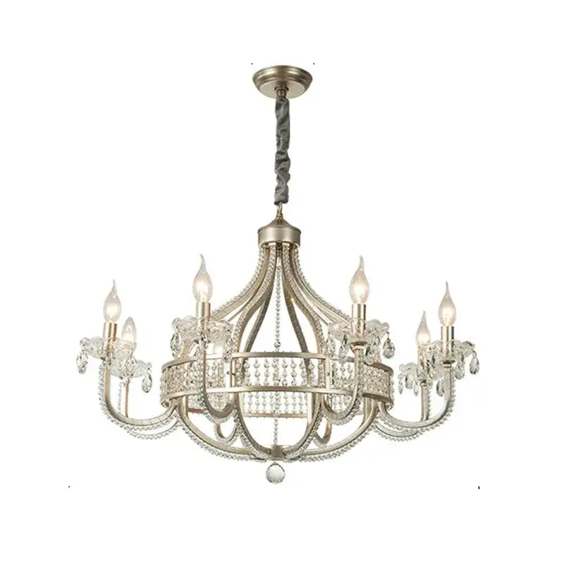 Antique silver crystal chandelier bedroom pendant light
