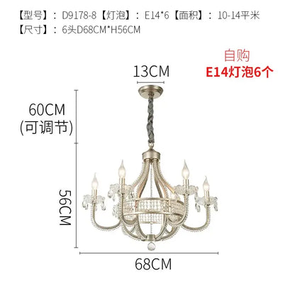 Antique silver decorbites crystal chandelier bedroom pendant light