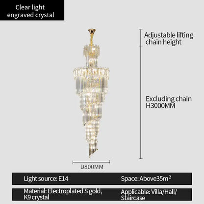crystal chandelier gold multi tiered stairwell lighting