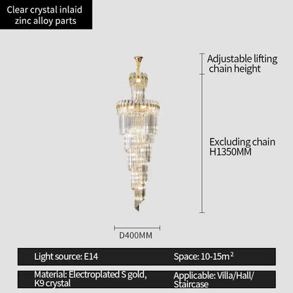 crystal chandelier gold multi tiered stairwell lighting