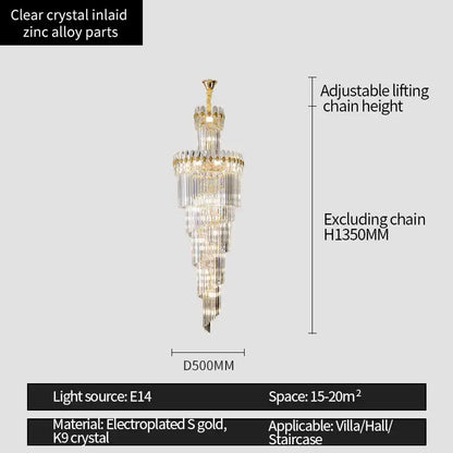 crystal chandelier gold multi tiered stairwell lighting
