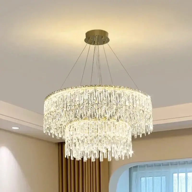 Modern gold crystal chandelier for living room lighting