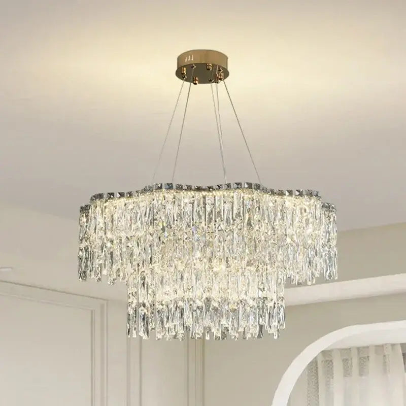 Modern gold crystal chandelier for living room lighting