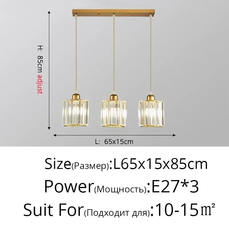 Modern gold crystal chandelier dining room pendant light