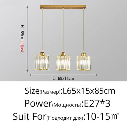 Modern gold crystal chandelier dining room pendant light