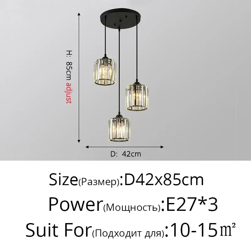 Modern gold crystal chandelier dining room pendant light