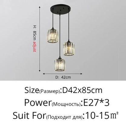 Modern gold crystal chandelier dining room pendant light