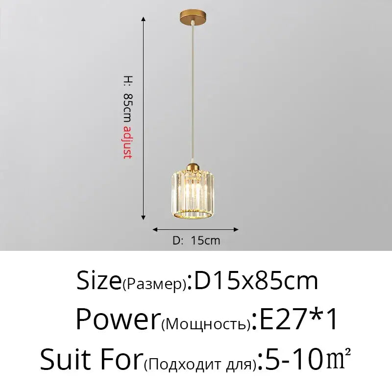 Modern gold crystal chandelier dining room pendant light