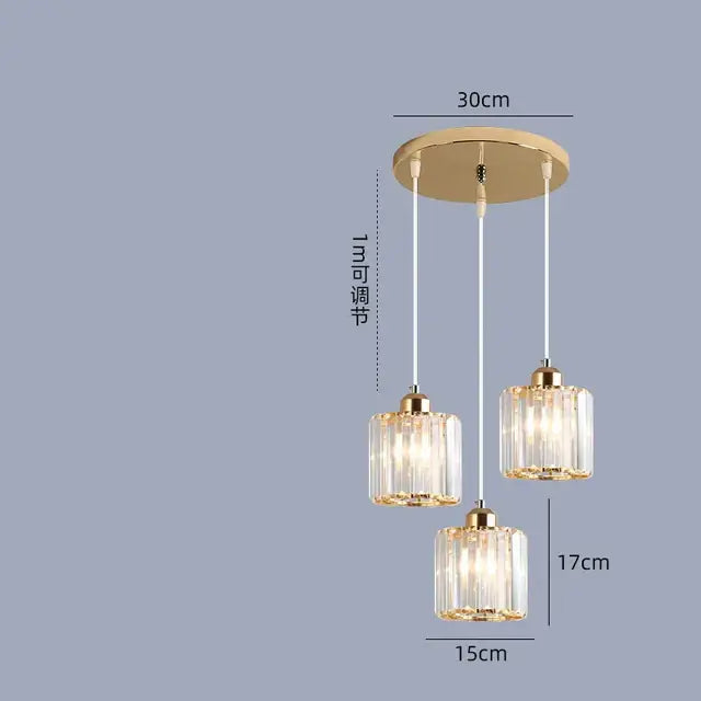 Modern gold crystal chandelier dining room pendant light