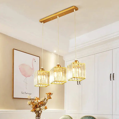 Modern gold crystal chandelier dining room pendant light