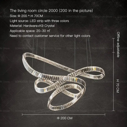 Modern spiral silver crystal chandelier living room light