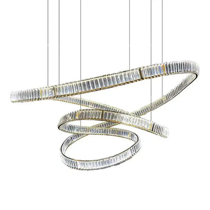 Modern spiral silver crystal chandelier living room light