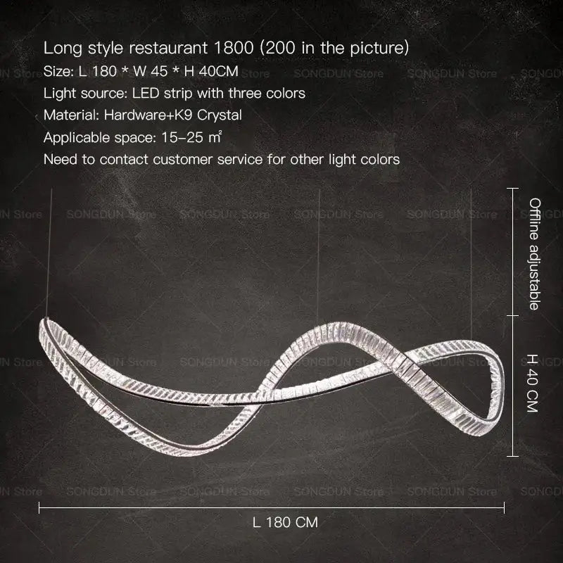 Modern spiral silver crystal chandelier living room light