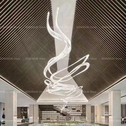 Modern spiral silver crystal chandelier living room light