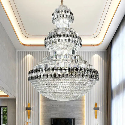 Luxury gold and clear black crystal chandelier living room