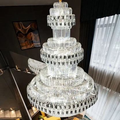 Luxury gold and clear black crystal chandelier living room