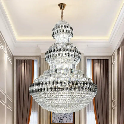 Luxury gold and clear black crystal chandelier living room