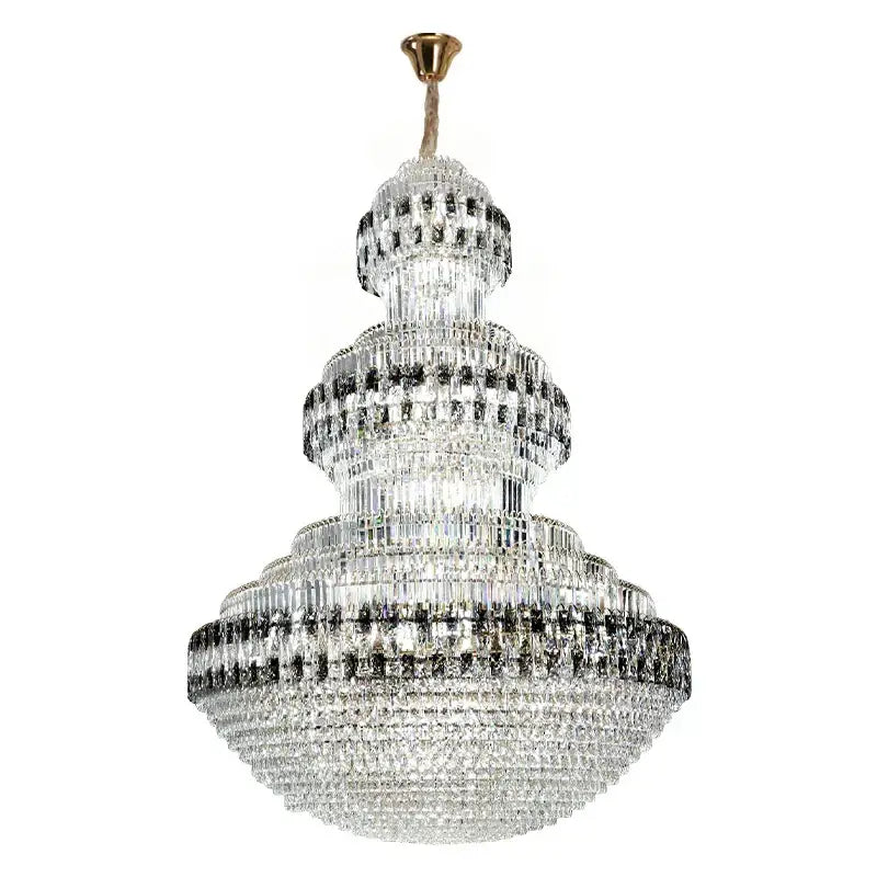 Luxury gold and clear black crystal chandelier living room