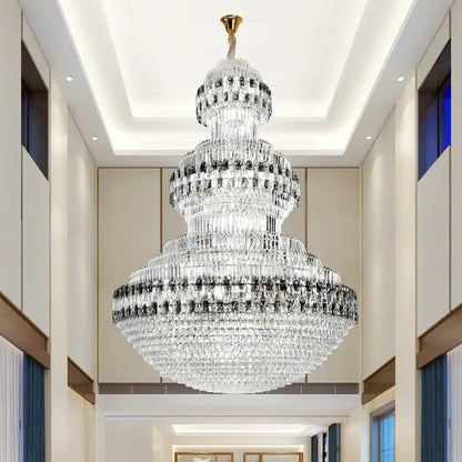 Luxury gold and clear black crystal chandelier living room