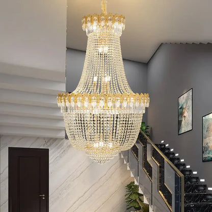 Luxury gold crystal chandelier for living room stairwell