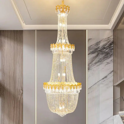 Luxury gold crystal chandelier for living room stairwell