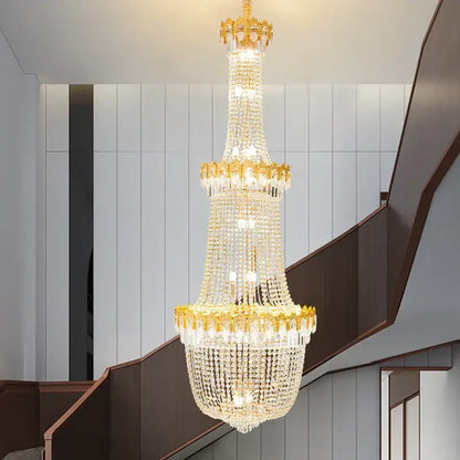 Luxury gold crystal chandelier for living room stairwell