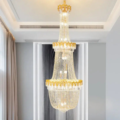 Luxury gold crystal chandelier for living room stairwell