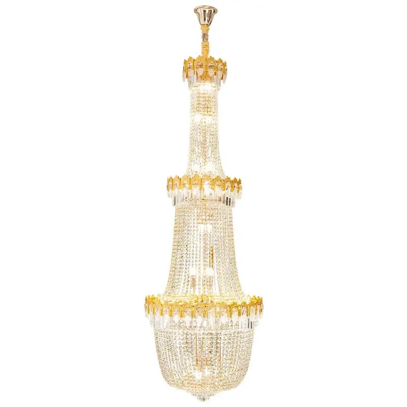 Luxury gold crystal chandelier for living room stairwell