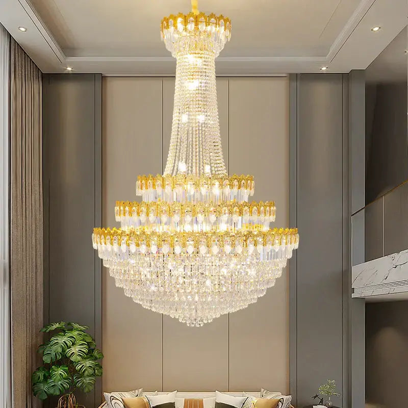 crystal chandelier gold multi tiered living room light