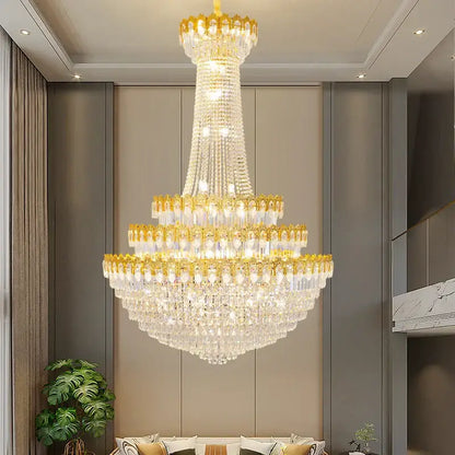 crystal chandelier gold multi tiered living room light