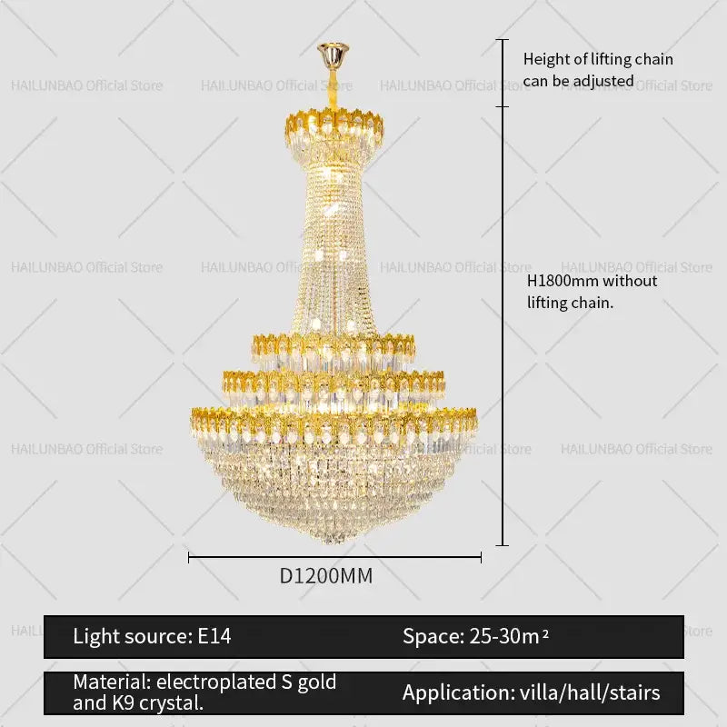 crystal chandelier gold multi tiered living room light