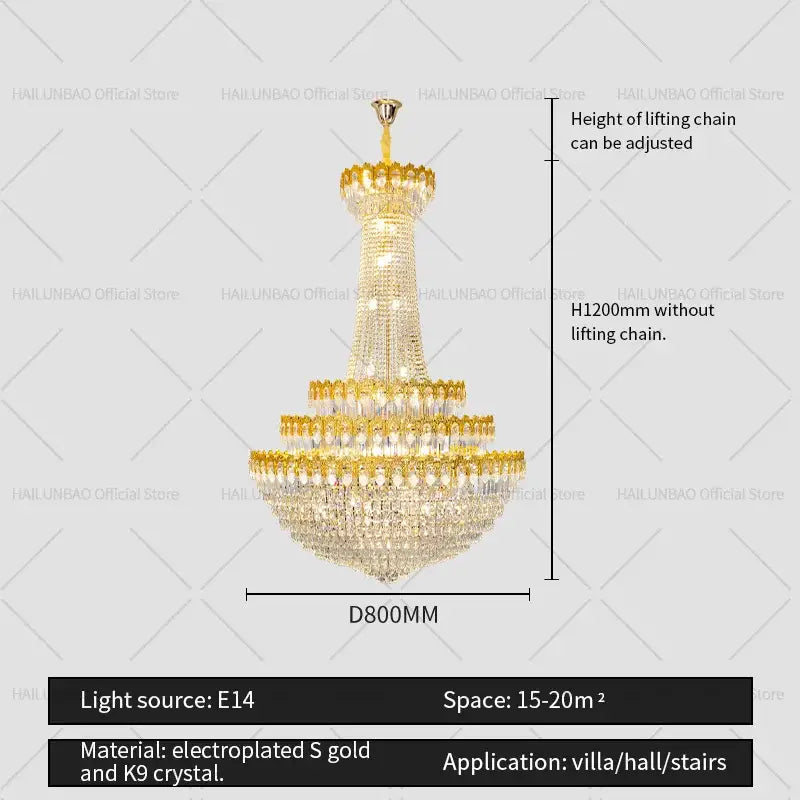 crystal chandelier gold multi tiered living room light