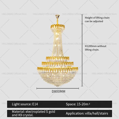 crystal chandelier gold multi tiered living room light