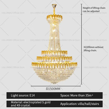 crystal chandelier gold multi tiered living room light