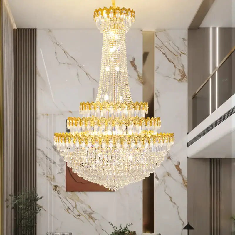 crystal chandelier gold multi tiered living room light