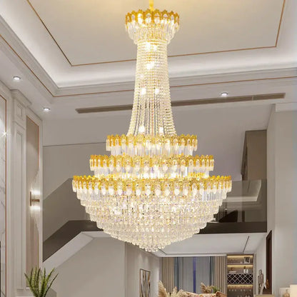 crystal chandelier gold multi tiered living room light