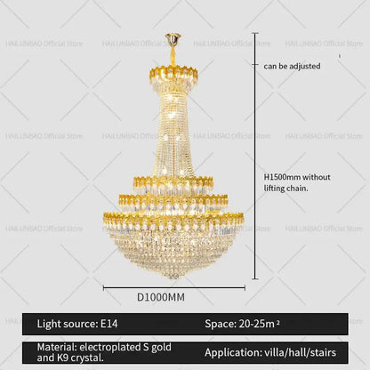 crystal chandelier gold multi tiered living room light