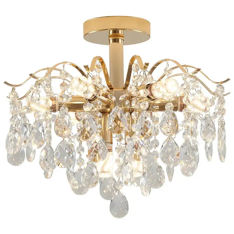 French retro gold crystal chandelier dining room light