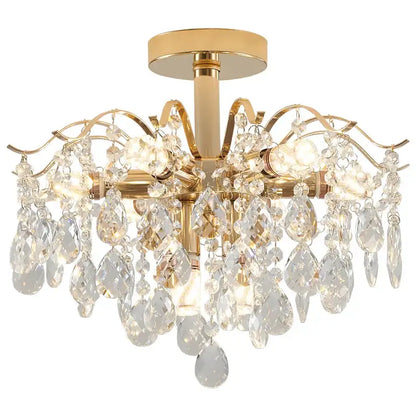 French retro gold crystal chandelier dining room light