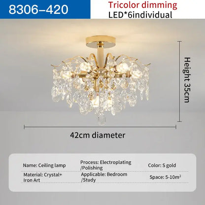 French retro gold crystal chandelier dining room light