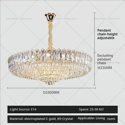 French luxury chrome crystal chandelier dining room light