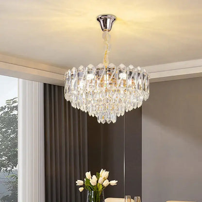 French luxury chrome crystal chandelier dining room light