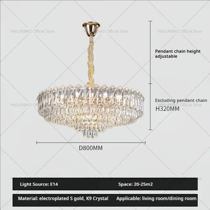 French luxury chrome crystal chandelier dining room light